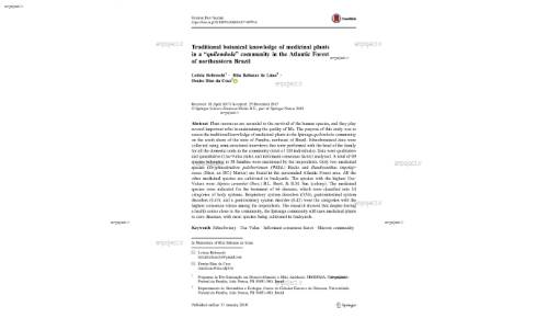 Traditional botanical knowledge of medicinal plants in a “quilombola” community in the Atlantic Forest of northeastern Brazil